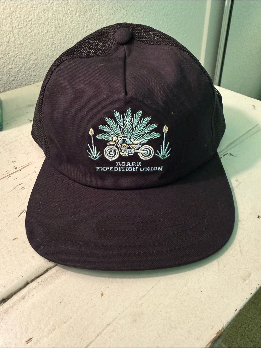 NWT Roark Black Mesh Trucker Cap with Embroidered Patch